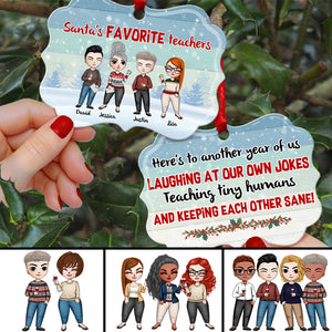 Santa's Favorite Teachers - Personalized Co-worker Benelux Ornament - Ornament - GoDuckee