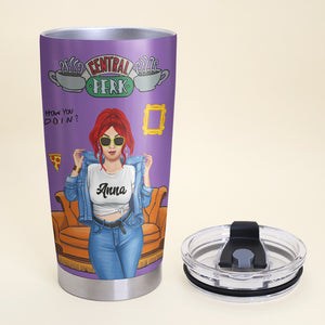 Personalized Curvy Girl Tumbler - I'm Curvy and I'm Like It - Purple Friends Background - Tumbler Cup - GoDuckee