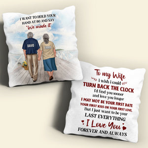 Personalized Old Couple Pillow - I Want To Hold Your Hand At 80 - Pillow - GoDuckee