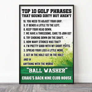 Golf - Custom Name Back Line Club House Poster - Top 10 Golf Phrases - Poster & Canvas - GoDuckee
