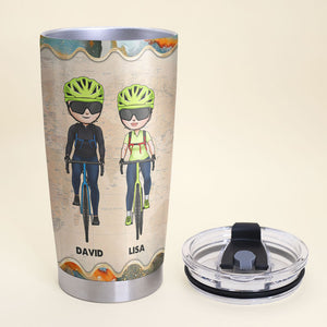 Personalized Cycling Couple Tumbler - Baby, At 80 and Say: Baby Let's Go Cycling - Tumbler Cup - GoDuckee
