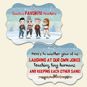 Santa's Favorite Teachers - Personalized Co-worker Benelux Ornament - Ornament - GoDuckee