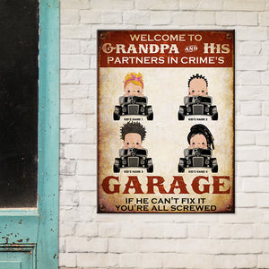 Vintage Drag Racing Metal Sign, Partners In Crime - Custom Grandpa's Garage Name Fol6-Vd2 - Metal Wall Art - GoDuckee
