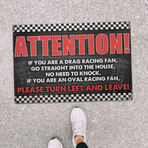 Attention Racing Doormat - If You Are A Drag Racing Fan - Checkered Pattern - Doormat - GoDuckee