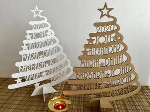 Personalized Family Christmas Tree Wood Art - Custom Family Members' Names - Wood Sign - GoDuckee