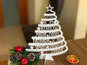 Personalized Family Christmas Tree Wood Art - Custom Family Members' Names - Wood Sign - GoDuckee