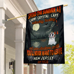 Personalized Spooky Gifts For Camping Lovers, Spend The Summer at Camp Crystal Lake Custom Garden Flag - Flag - GoDuckee