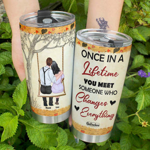 Someone Who Changes Everything, Personalized Couple Swing Tumbler - Tumbler Cup - GoDuckee