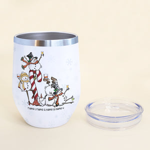 Snowman Friends Wine Tumbler - Custom Name & Number Snowman - Hakuna Ma'Vodka It Means No Memories For The Rest Of Your Night - Wine Tumbler - GoDuckee