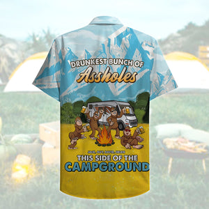 Personalized Camping Bigfoot Hawaiian Shirt - Beer Friends - Drunkest Bunch Of Assholes - Hawaiian Shirts - GoDuckee