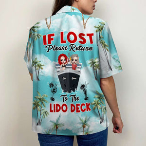 Personalized Cruising Friends Hawaiian Shirt - If Lost Please Return To The Lido Deck - Palm Tree Pattern - Hawaiian Shirts - GoDuckee