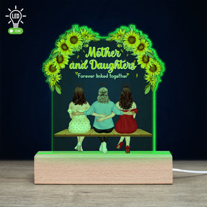 Mother And Daughters Forever Linked Together, Personalized 3D Led Light Wooden Base, Relaxing With Mom Led Night Light, Mother's Day, Birthday Gift For Mom - Led Night Light - GoDuckee