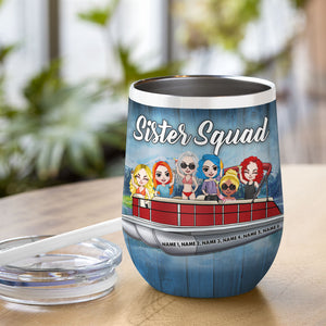 Personalized Pontoon Sister Squad Wine Tumbler - Lake Life Unsalted Shark Free - Wine Tumbler - GoDuckee