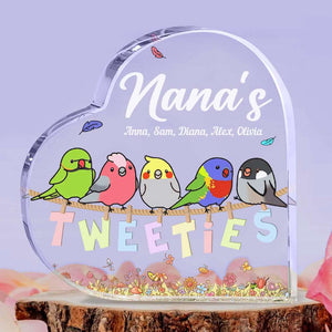 Grandma Mother's Day Gift, Color Bird Members, Personalized Heart Acrylic Plaque, Gift For Bird Mom - Decorative Plaques - GoDuckee