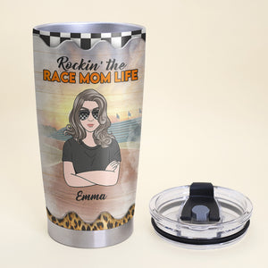 Personalize Racing Tumbler - Rockin' The Race Mom Life - Tumbler Cup - GoDuckee