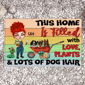 Personalized Plant Lady Dolls & Dog Breeds Doormat - This Home Is Filled With Love - Doormat - GoDuckee