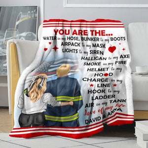 You Are Water In My Hose Bunker To My Boots, Personalized Firefighter Couple Blanket - Blanket - GoDuckee