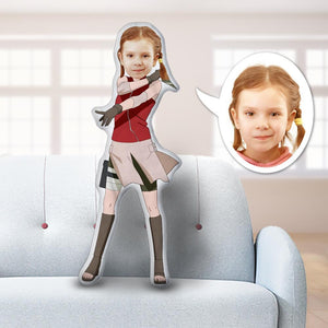 Cool Girl In Red Shirt And White Skirt, Custom Face Pillow 302 - Pillow - GoDuckee