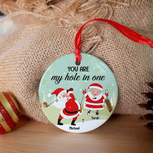 Golf Couple You Are My Hole In One Personalized Round Ceramic Ornament - Ornament - GoDuckee