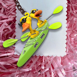Personalized Kayaking Duck Couple Keychain - Custom Name - Keychains - GoDuckee