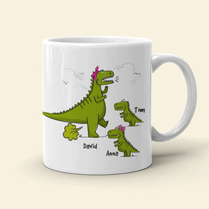 You Fart Too Much But I Still Love You, Personalized Mug, Gift For Mom, Mother's Day Gift, Dinosaur Mom And Kids Mug - Coffee Mug - GoDuckee