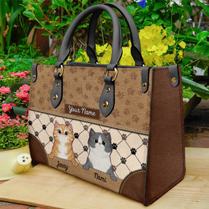 Personalized Cat Leather Bag, Gift For Cat Lovers - Leather Bag - GoDuckee