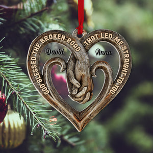 God Blessed The Broken Road That Led Me Straight To You, Personalized Couple Ornament - Ornament - GoDuckee