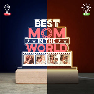 Best Mom In The World, Personalized 3D Led Light Wooden Base, Best Mom Certification Led Light, Mother's Day, Birthday Gift For Mom - Led Night Light - GoDuckee