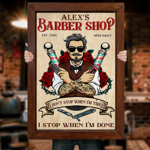 Personalized Tattooed Barber Poster - I Stop When I'm Done - Vintage - Poster & Canvas - GoDuckee