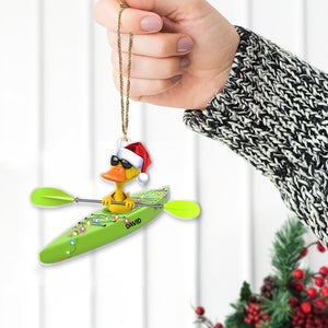 Kayak Duck Personalized Flat Acrylic Ornament, Christmas Gift - Ornament - GoDuckee