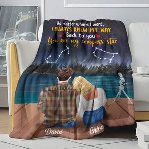 Personalized Zodiac Couple Blanket - You Are My Compass Star - Blanket - GoDuckee