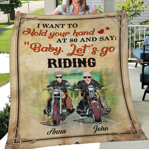 Personalized Biker Couple Blanket - Want To Hold Your Hand Let's Go Riding - Marriage Chapter - Blanket - GoDuckee