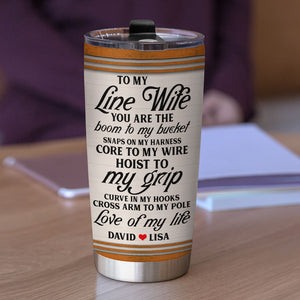 Personalized Lineman Couple Tumbler - To My Line Wife You And Me We Get This - Tumbler Cup - GoDuckee