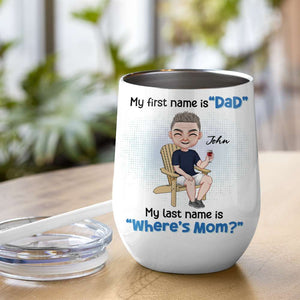 My First Name Is Dad, Gift For Dad, Personalized Mug, Man Sitting Mug, Father's Day Gift - Coffee Mug - GoDuckee