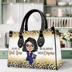 Just A Girl Boss Building Her Empire, Personalized Girl Boss Leather Bag - Leather Bag - GoDuckee