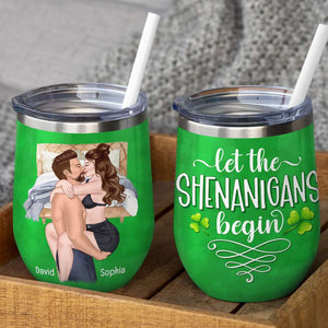 Let The Shenanigans Begin, Personalized Tumbler, Gifts For Naughty Couple - Wine Tumbler - GoDuckee
