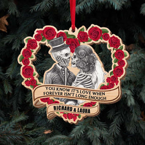 Skeleton Couple Love You Till Death and Beyond, Personalized Wood Ornament - Ornament - GoDuckee