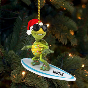 Surfing Turtle - Personalized Christmas Ornament - Gift For Surfing Lovers - Ornament - GoDuckee