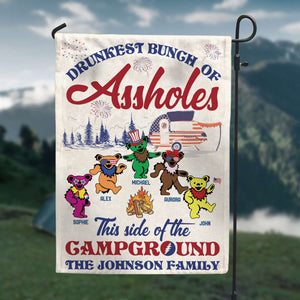 Drunkest Bunch of Assholes This Side of the Campground Personalized Independence Day Flag - Flag - GoDuckee