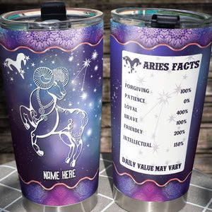 Horoscope Zodiac Aries Facts - Personalized Tumbler Cup - Aries Gifts - Tumbler Cup - GoDuckee