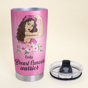 Personalized Strong Woman Tumbler - Breast Cancer Awareness Month, I Hate The Disease And Fight - Tumbler Cup - GoDuckee