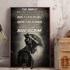 Vintage Motocross Poster - Custom Number, Name - The Brave May Not Live Forever But The Cautious Don't Live At All - Poster & Canvas - GoDuckee
