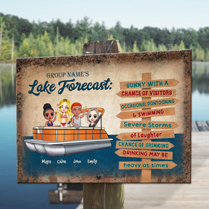 Personalized Pontoon Friends Metal Sign - Lake Forecast - Metal Wall Art - GoDuckee
