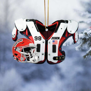 Personalized American Football Ornament - Custom Shoulder Pads and Helmet - Ornament - GoDuckee