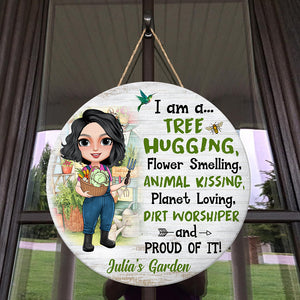 Garden Girl I Am A... - Personalized Round Wooden Sign - Wood Sign - GoDuckee