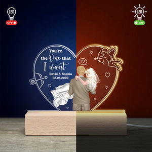 You're The One That I Want - Gift For Couple - Led Light Wooden Base - Led Night Light - GoDuckee