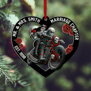 Personalized Couple Acrylic Ornament, Biker Couple Marriage Chapter - Ornament - GoDuckee