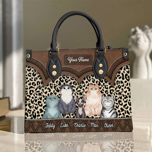 Personalized Cat Leather Bag, Gift For Cat Lovers - Leather Bag - GoDuckee