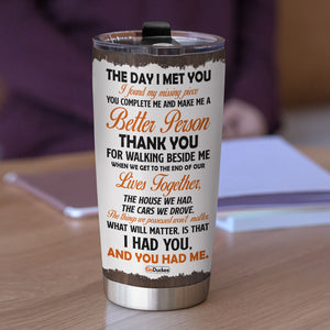 The Day I Met You I Found My Missing Piece Personalized Elder Couple Tumbler Cup - Tumbler Cup - GoDuckee