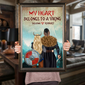 Personalized Viking Couple Couple - My Heart Belongs To A Viking - Poster & Canvas - GoDuckee